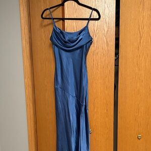 Hello Molly Satin Blue Midi Dress